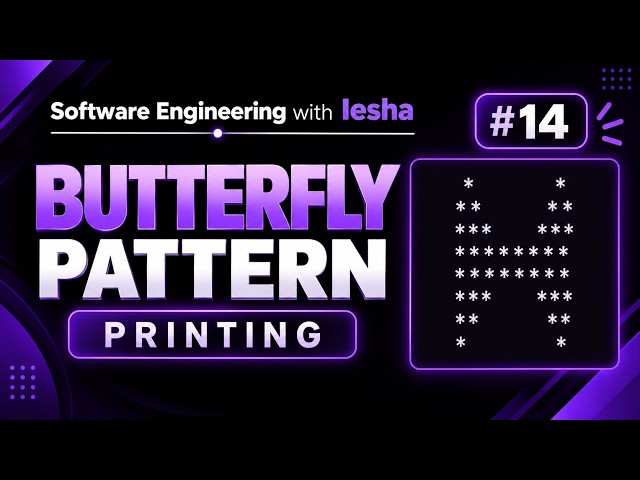 #14 Butterfly Pattern Printing in Java | Java Pattern Programs | Software Engineering with Iesha