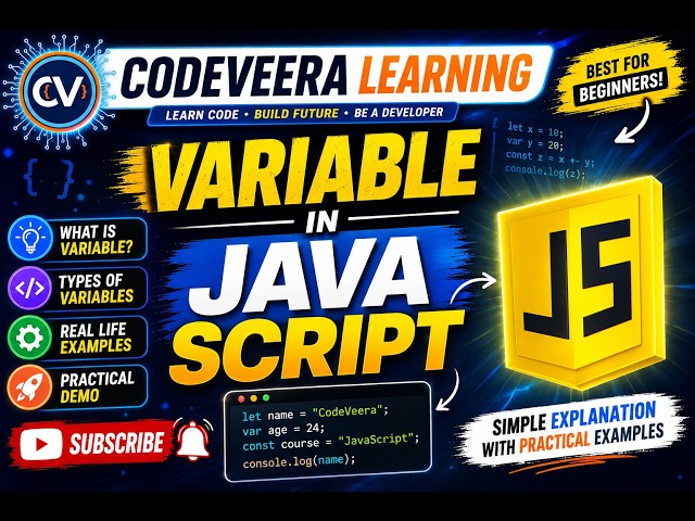 # JavaScript Variables Explained 🚀| var, let & const | JavaScript for Beginners | CodeVeera Learning