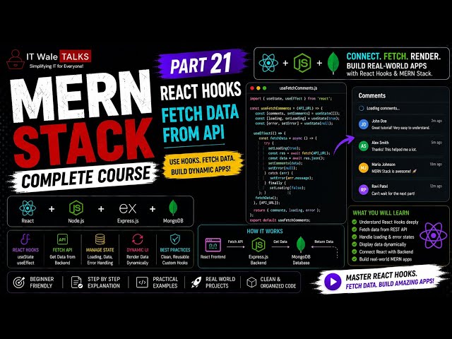 MERN Stack Complete Course Part 21 | React Hooks | Fetch Data from API