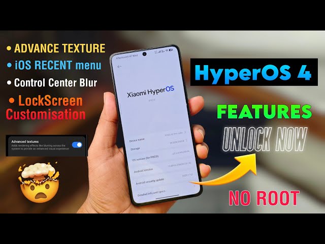 HyperOS 4 Features Unlock Now ✅ Advance Texture, iOS RECENT, CC Blur & Lockscreen Customisation More