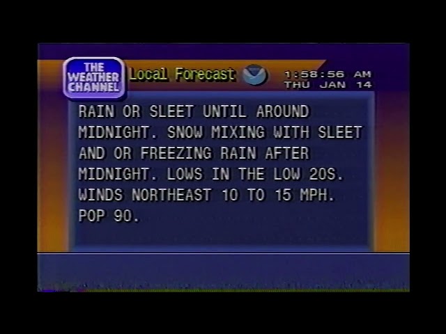 January 14, 1999 - The Weather Channel - Local Forecast - Central NJ - 2AM