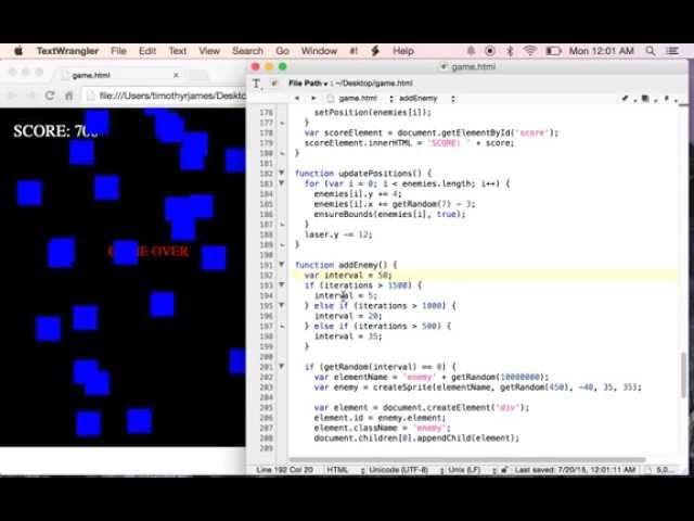 Learning HTML and JavaScript with a Simple Shooting Game: Lesson 7