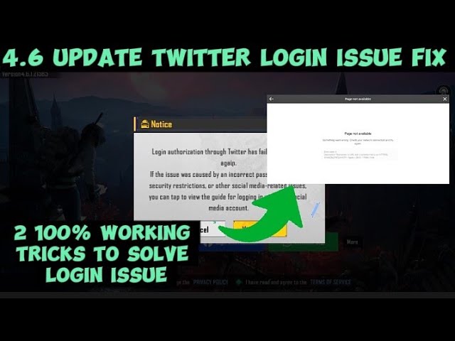 Twitter 4.6 update page not available login issue fix | BGMI 4.6 update Twitter login problem solved
