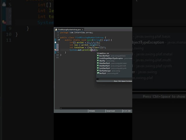 Java Interview Q16 🚀Find Missing Number in Array. #Shorts #interview #java8  #coding #stream
