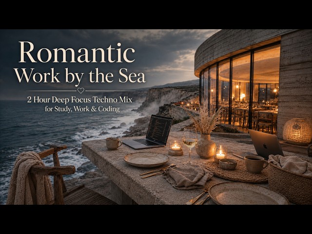 Coding music Romantic Work by the Sea | 2 Hour Deep Focus Techno Mix for Study, Work & Coding