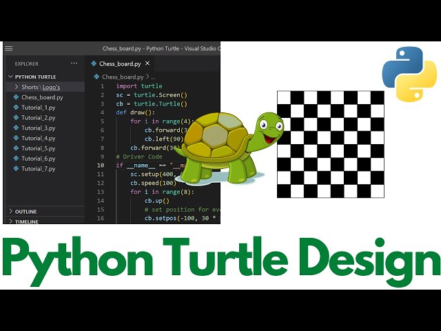 Chess Board Using Python GUI || Python Programing Tutorial || Python Turtle Programing