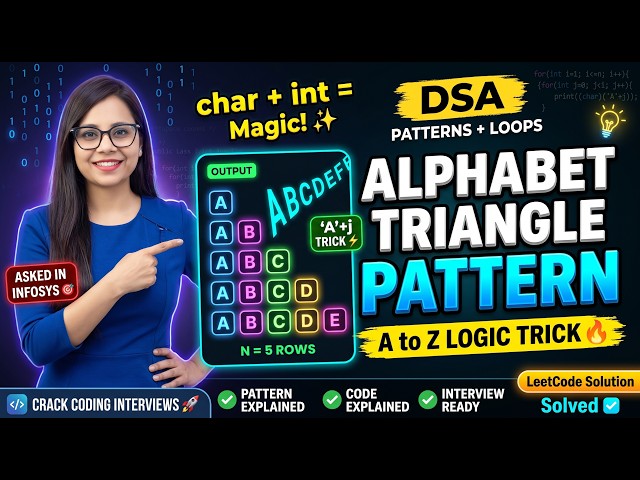 Alphabet Triangle Pattern in Java | A to Z Logic Trick | Infosys Interview 🔥