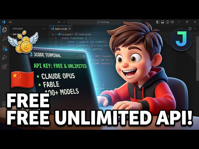 This Chinese JCode Coding Terminal Agent API KEY is FREE & UNLIMITED (Claude Fable,Opus 100+ Models)