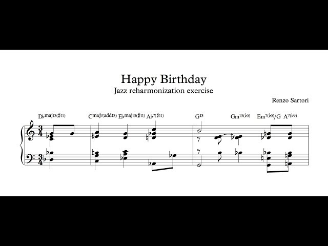Happy Birthday - Jazz reharmonization exercise