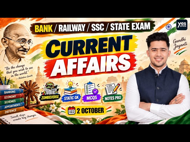 🔴2 October 2026 | Daily Current Affairs | For Bank, Insurance & SSC Exams