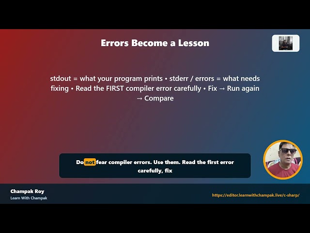 C# Online Editor: Write, Run & Learn C# in Your Browser | Learn With Champak