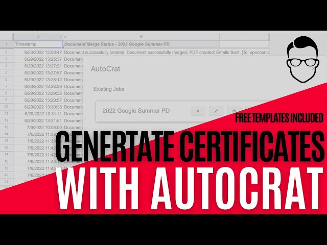 How to use the Autocrat add-on to generate certificates.