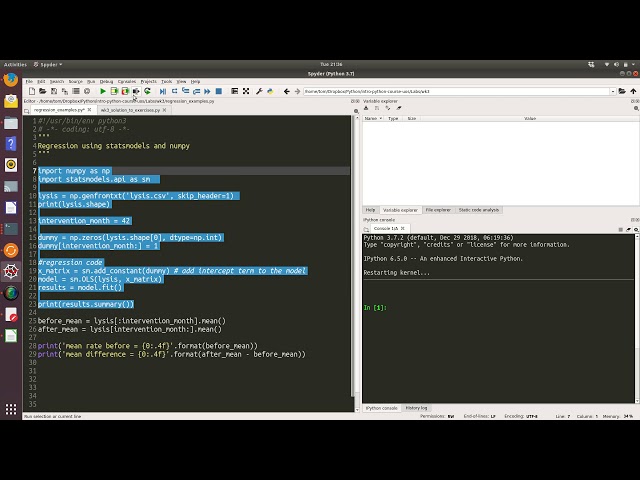 Week 3: Regression example using statsmodels and numpy