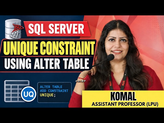 UNIQUE Constraint Using ALTER TABLE in SQL| UNIQUE Constraint with Example @komalkhanna6889