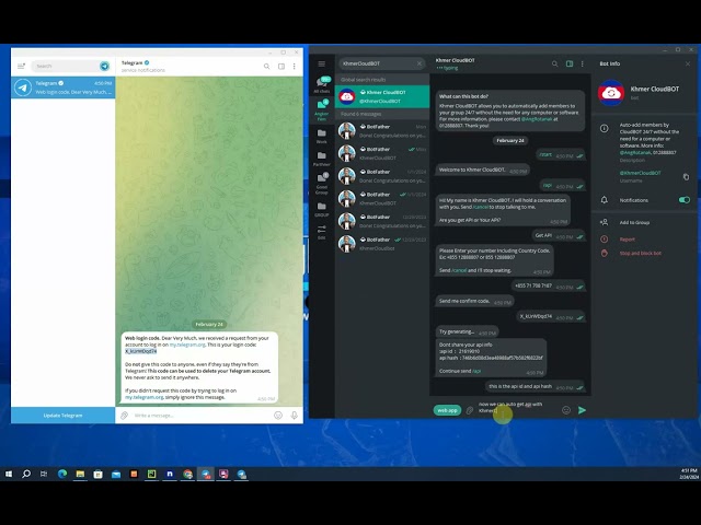 Auto get api id and api hash with Khmer CloudBOT