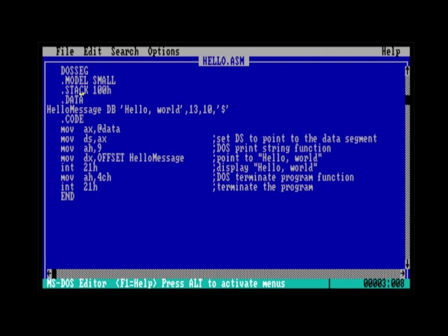 8086/8088 Assembly Language: A "Hello, World" program