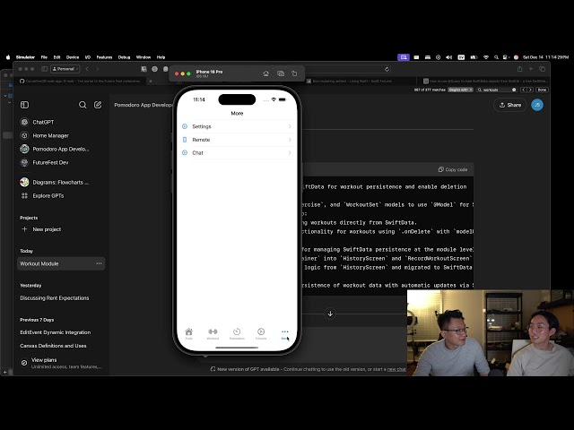 Code with us: Continue Workout Module for iOS app