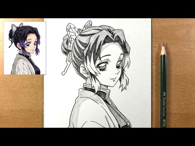 How to draw anime girl Shinobu Kocho | easy to draw | drawing tutorial