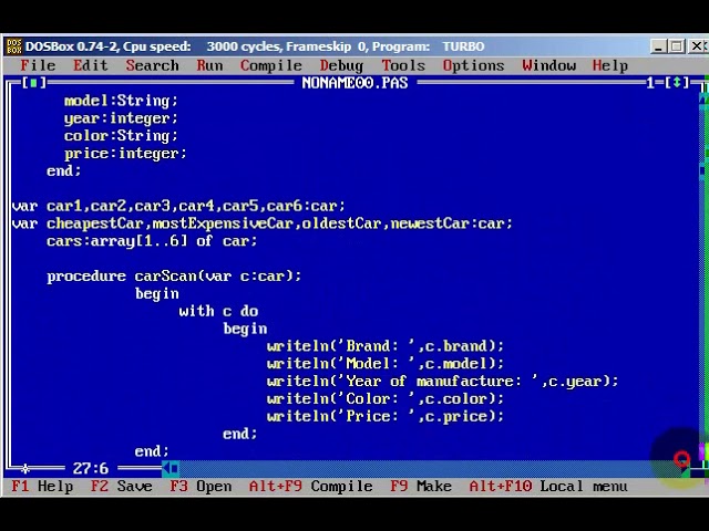 Turbo Pascal Programming  #50 Car trade App