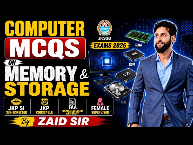 COMPUTER MCQS |Computer Memory and Storage| JKP SI CONSTABLE | FAA | FEMALE SUPERVISOR | ZAID SIR