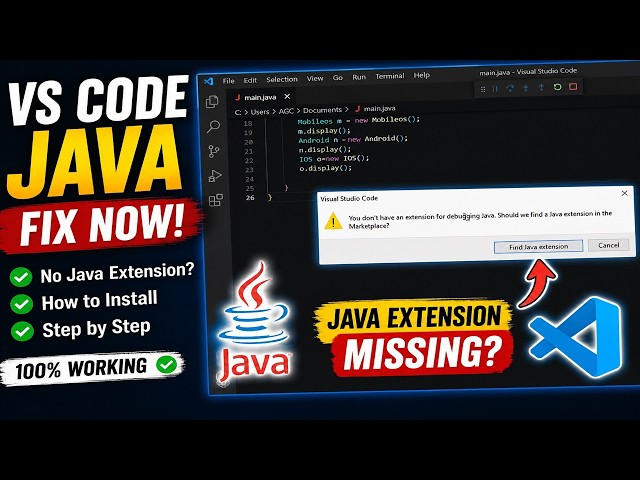 VS Code Java Extension Missing? | Fix Java Debugging Error | Step-by-Step Guide