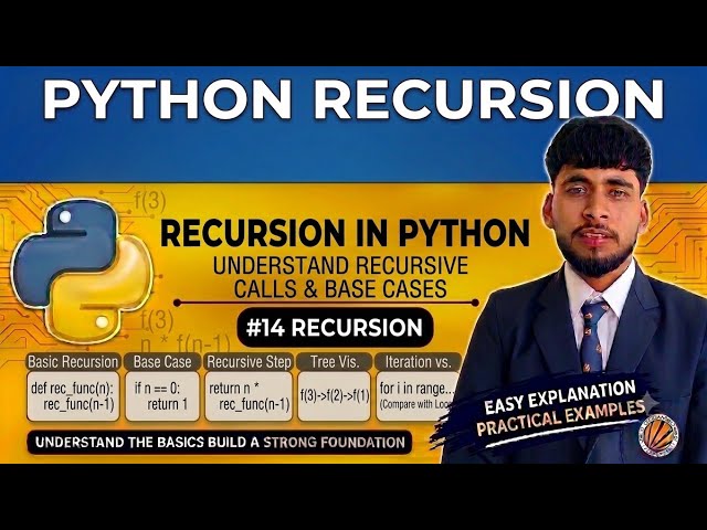 Recursion in Python | Recursive Functions, Factorial & Fibonacci Series | Python Course #14