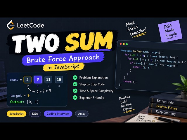 Two Sum LeetCode Problem in JavaScript 🔥 | Brute Force Approach | Interview Preparation