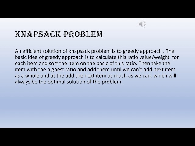 Knapsack problem