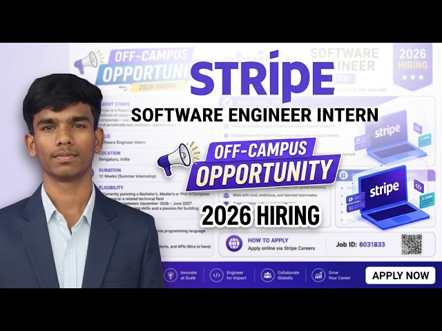 🚨 Stripe Internship + PlexiGenius Walk-In Drive 2026 | Freshers Apply Now! 🔥