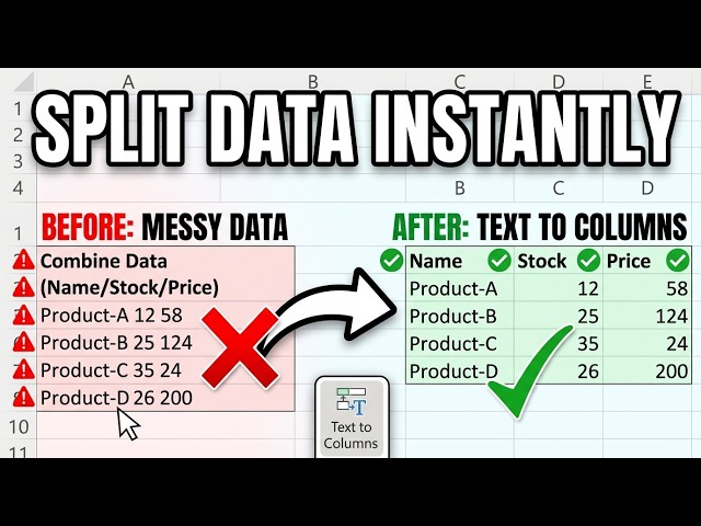 How to Split Text in Excel (Text to Columns Tutorial)