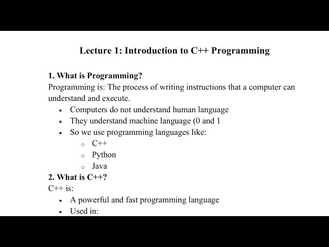 Introduction to C++ Programming