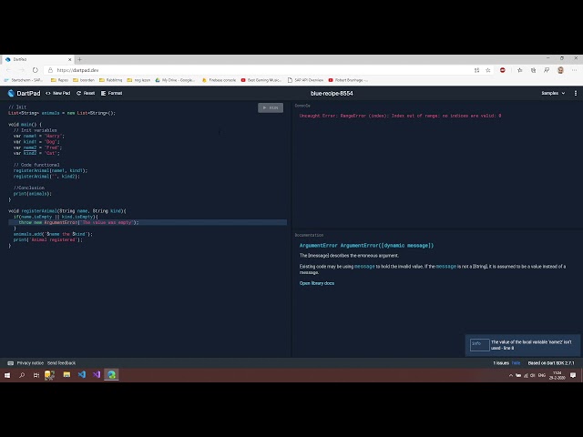 Dart Programming | Learn the Basics Step by Step | Exceptions Errors 2020
