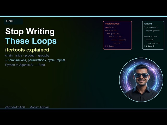 Python itertools Explained — chain, islice, product, groupby & More | Ep 35 | CodeToAGI