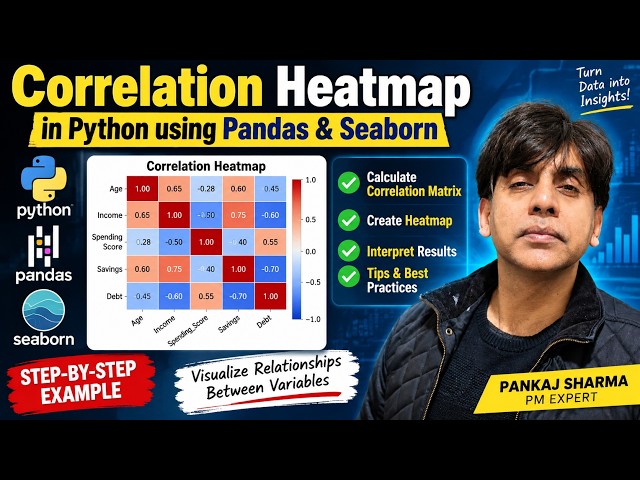 Correlation Heatmap in Python Using Pandas & Seaborn | Visualize Relationships Between Variables