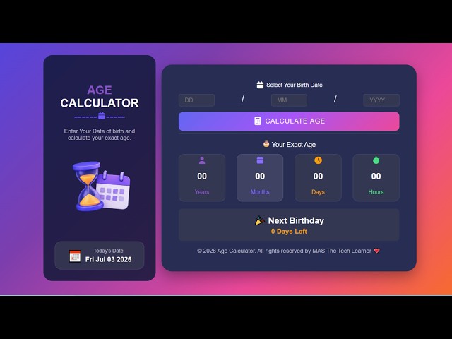 Build an Age Calculator with HTML, CSS & JavaScript | Beginner Project