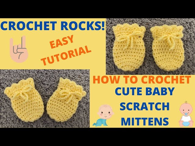 How to Crochet Easy Baby Scratch Mittens | Crochet Rocks