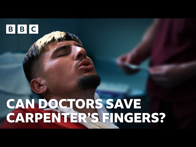 Man almost severs fingers after falling on circular saw - BBC
