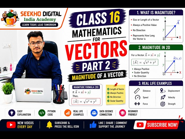 Mathematics for Data Science | Class 16 | Vector Magnitude Explained | Part 2 |Complete Hindi Course