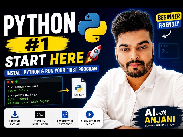 Python Tutorial  #1 | Introduction, Installation & First Program | AI with Anjani