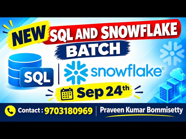 SQL and Snowflake Demo | SQL and Snowflake Real Time Training | New Batch Starts from Sept 24 2026