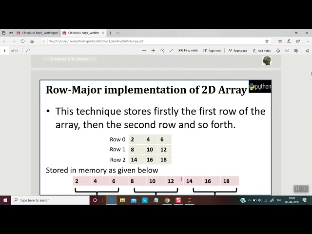 Class XII IP WORKING WITH NUMPY Part1