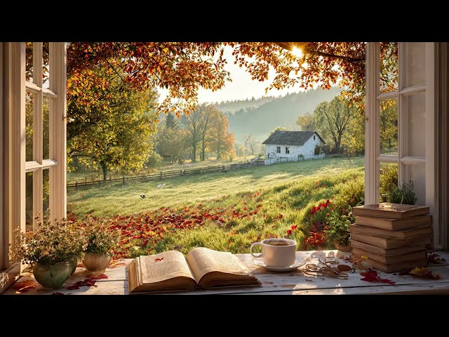 Peaceful Autumn Window 🌞🍁 Gentle Countryside Ambience, Birdsong, ASRM...for Study, Read & Calm