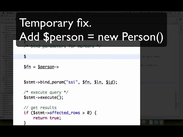 PHP mySQL DAO example updateItem method