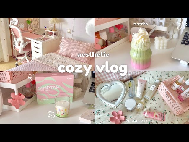 °.𐙚⋆Cozy day in my life🌸aesthetic vlog, skincare, art supplies unboxing🎀🎐matcha latte, journaling…🍧