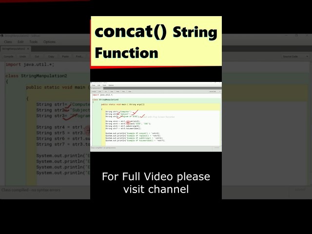 concate() String Functions in java | concate() String Manipulation