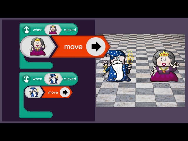 Block coding - Level 1: Magic castle from Simple inputs