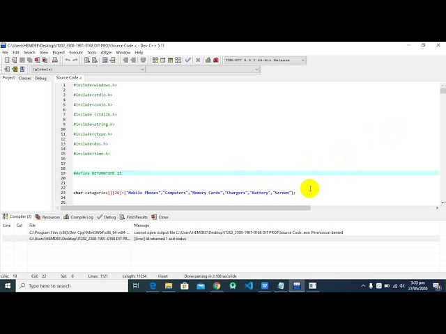 How to fix Error id returned 1 exit status in C Programming  English Language by HEMDEE