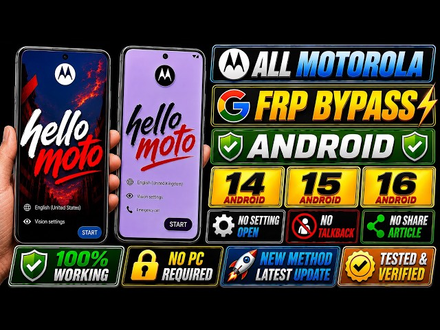 🚀 All Moto/Motorola FRP Bypass Android 14/15/16 | July Security Patch | No PC | Skip Google Lock ✅