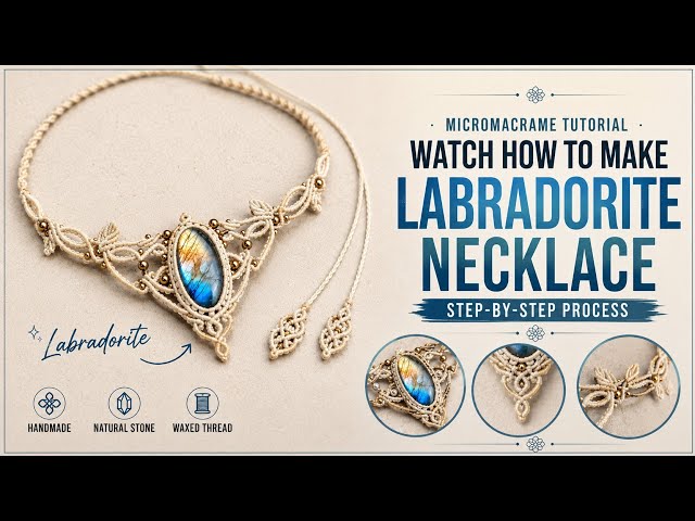 Micro Macrame Labradorite Necklace Tutorial | Step-by-Step DIY