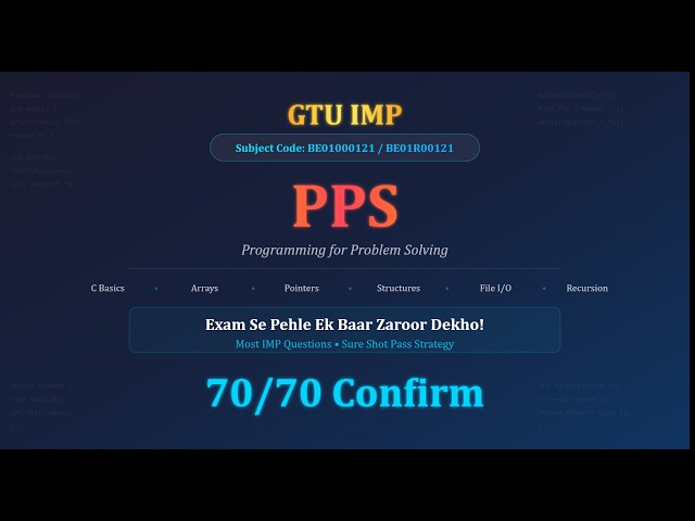 GTU PPS Most IMP Questions 🔥 | C Programming | 100% Pass In 1 Night!